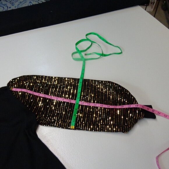 A. Calin by Flying Tomato Size Small Black Sweater With Gold Bling Sleeves - Picture 8 of 8